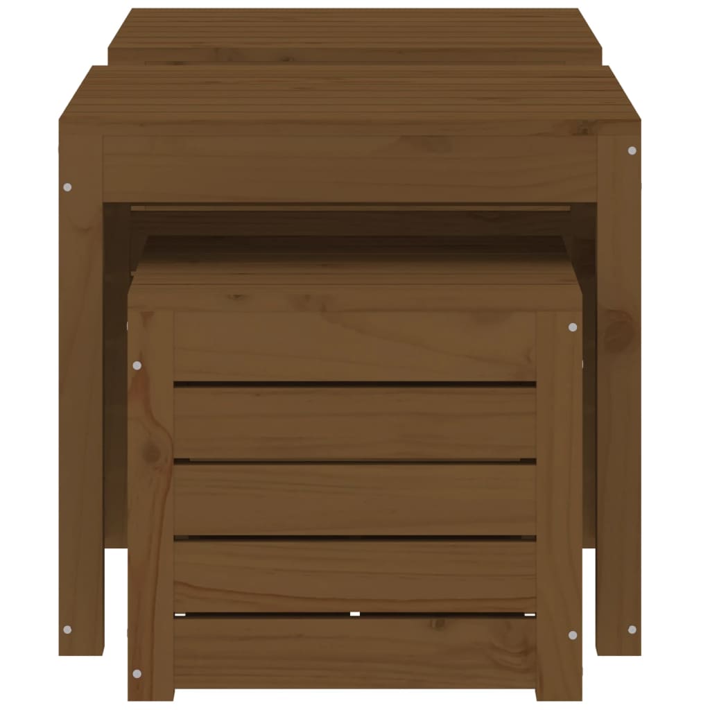 3-Piece Honey Brown Pine Garden Box Set - Solid Wood Planters