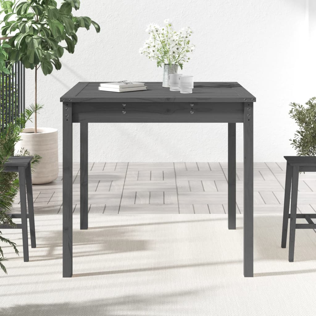 Solid Pine Wood Garden Table - Grey, 82.5 cm Square