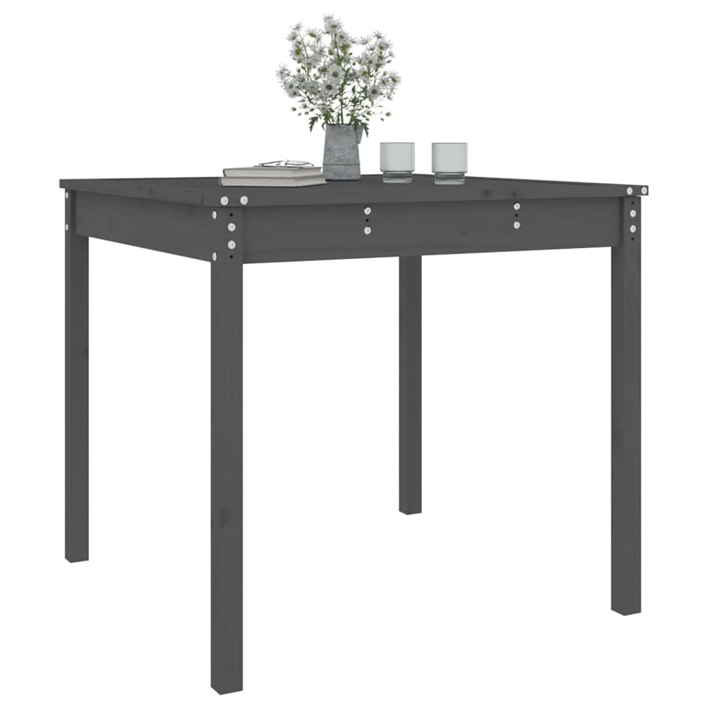 Solid Pine Wood Garden Table - Grey, 82.5 cm Square