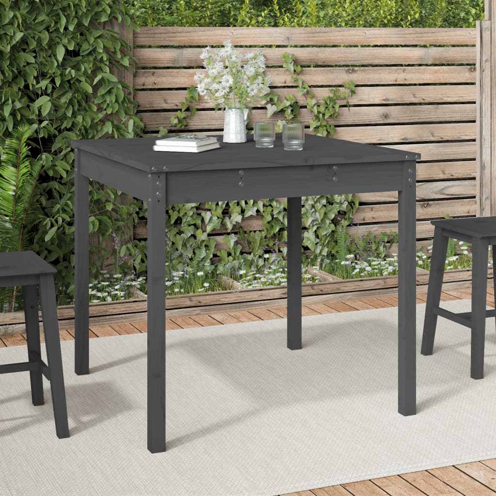 Solid Pine Wood Garden Table - Grey, 82.5 cm Square