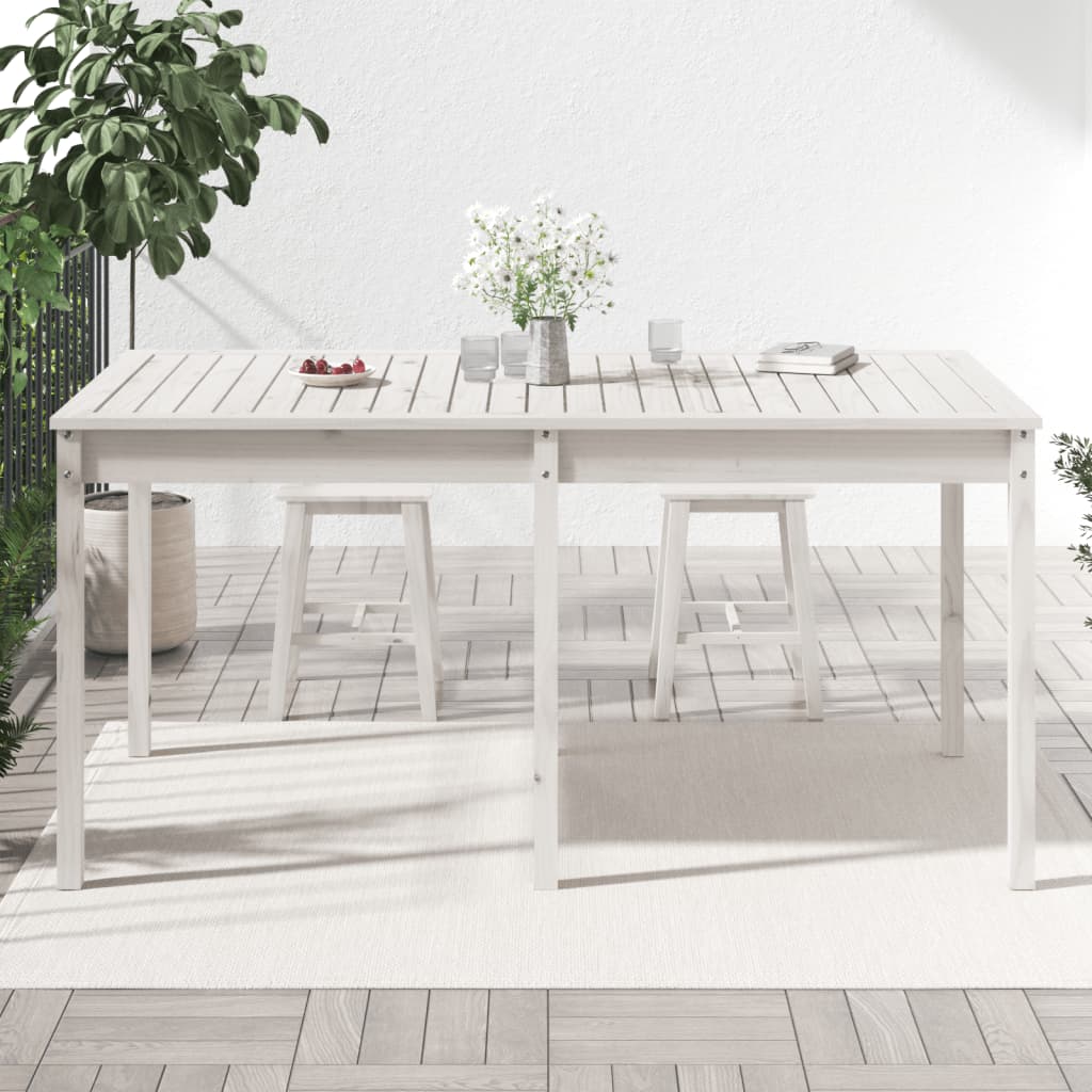 Solid Pine Wood Garden Table - White, 159.5x82.5x76 cm