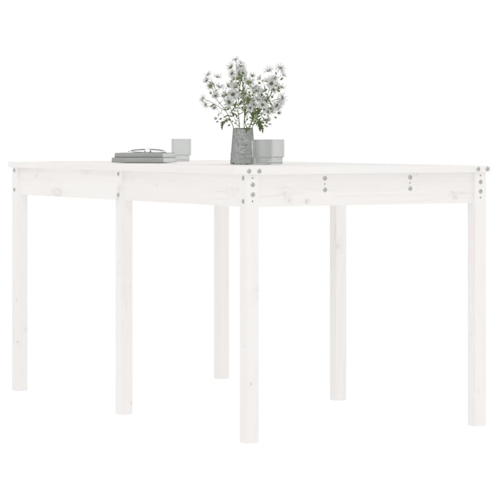 Solid Pine Wood Garden Table - White, 159.5x82.5x76 cm