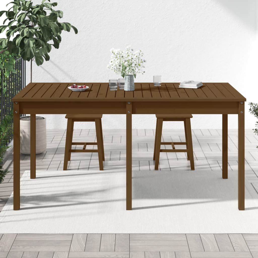 Solid Pine Wood Garden Table - Honey Brown, 159.5x82.5x76 cm