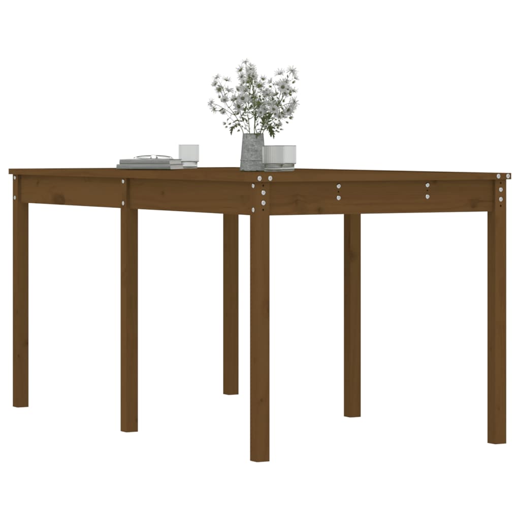 Solid Pine Wood Garden Table - Honey Brown, 159.5x82.5x76 cm