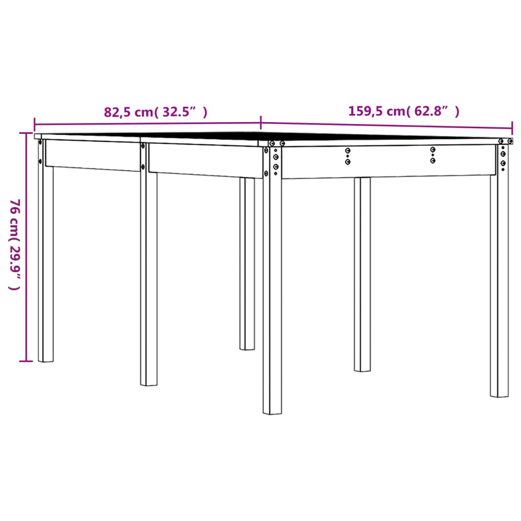 Solid Pine Wood Garden Table - Honey Brown, 159.5x82.5x76 cm