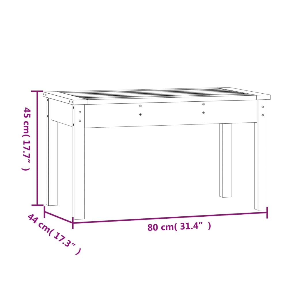 Solid Pine Garden Bench 80x44x45 cm - Black Finish