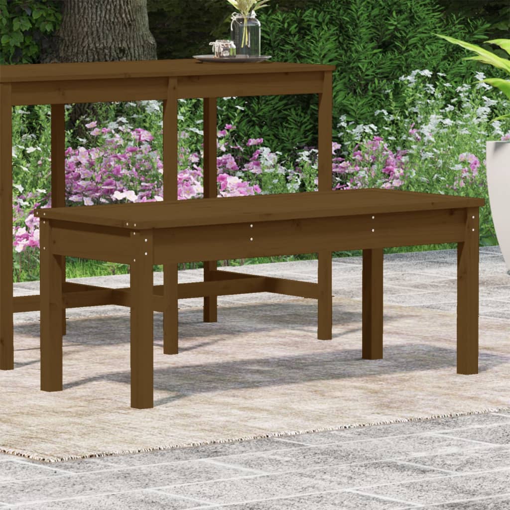 Solid Pine Garden Bench, Honey Brown - 109x44x45 cm
