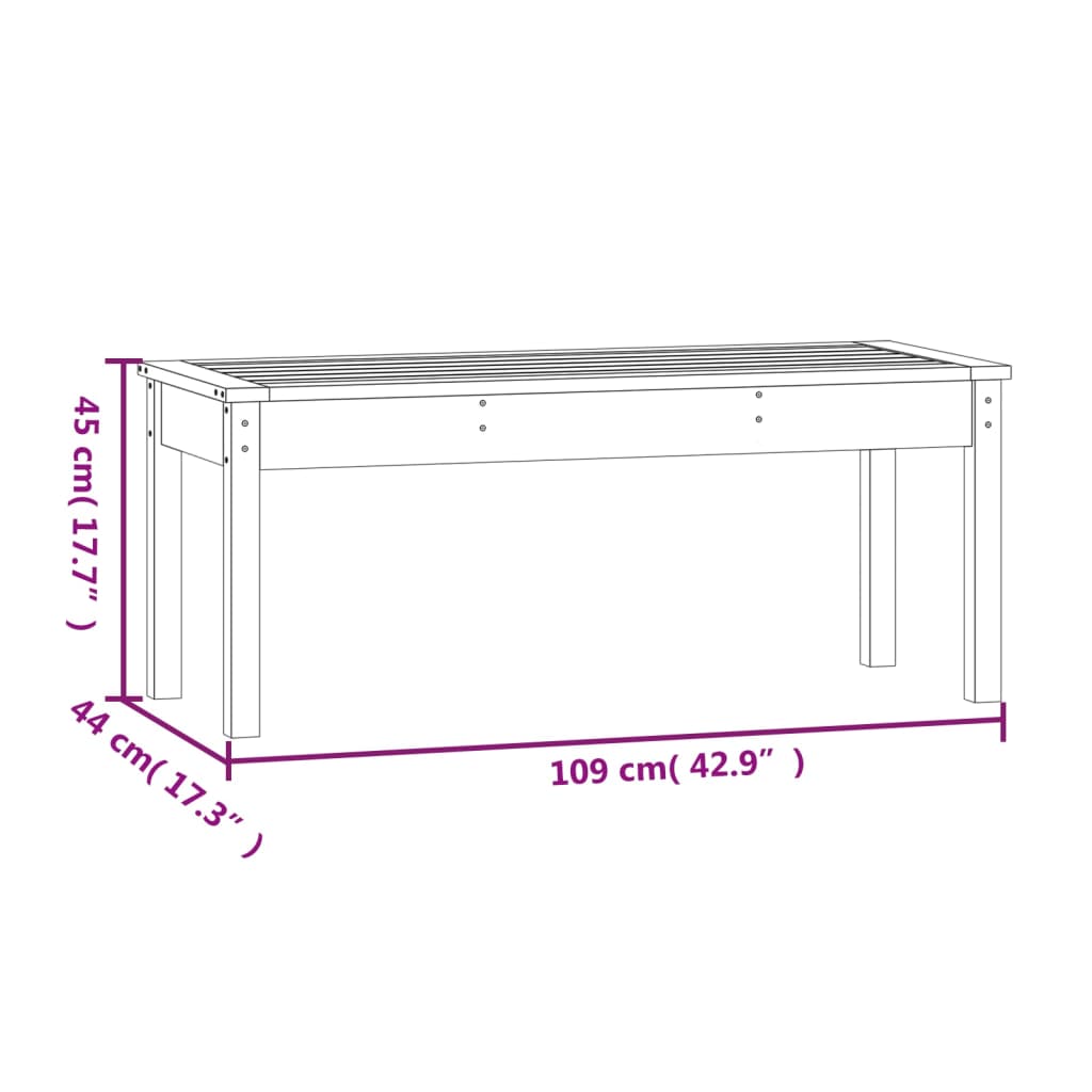 Solid Pine Garden Bench, Honey Brown - 109x44x45 cm