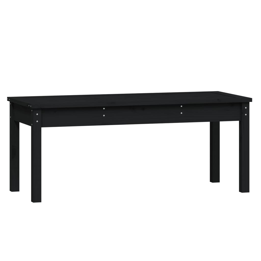 Solid Pine Garden Bench in Black, 109x44x45 cm