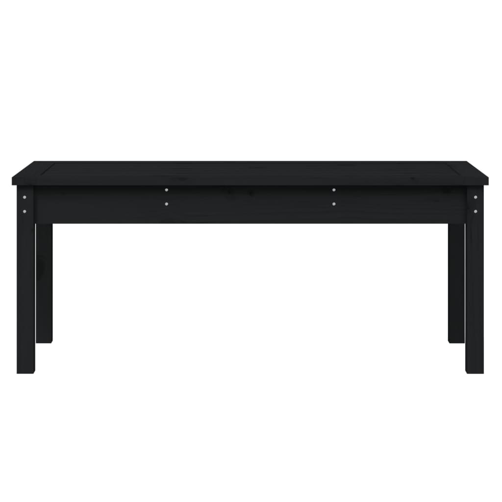 Solid Pine Garden Bench in Black, 109x44x45 cm