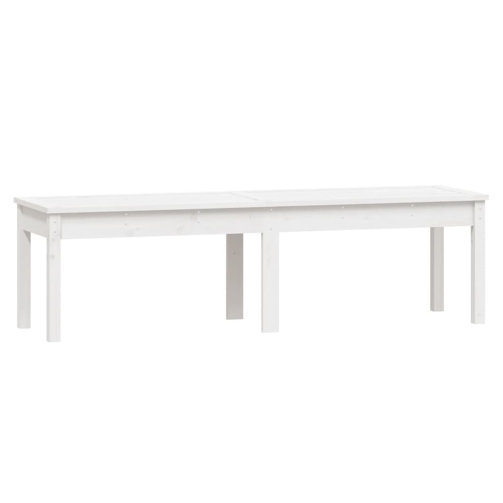 White Solid Pine 2-Seater Garden Bench 159.5x44x45 cm