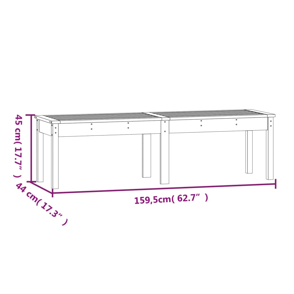 White Solid Pine 2-Seater Garden Bench 159.5x44x45 cm