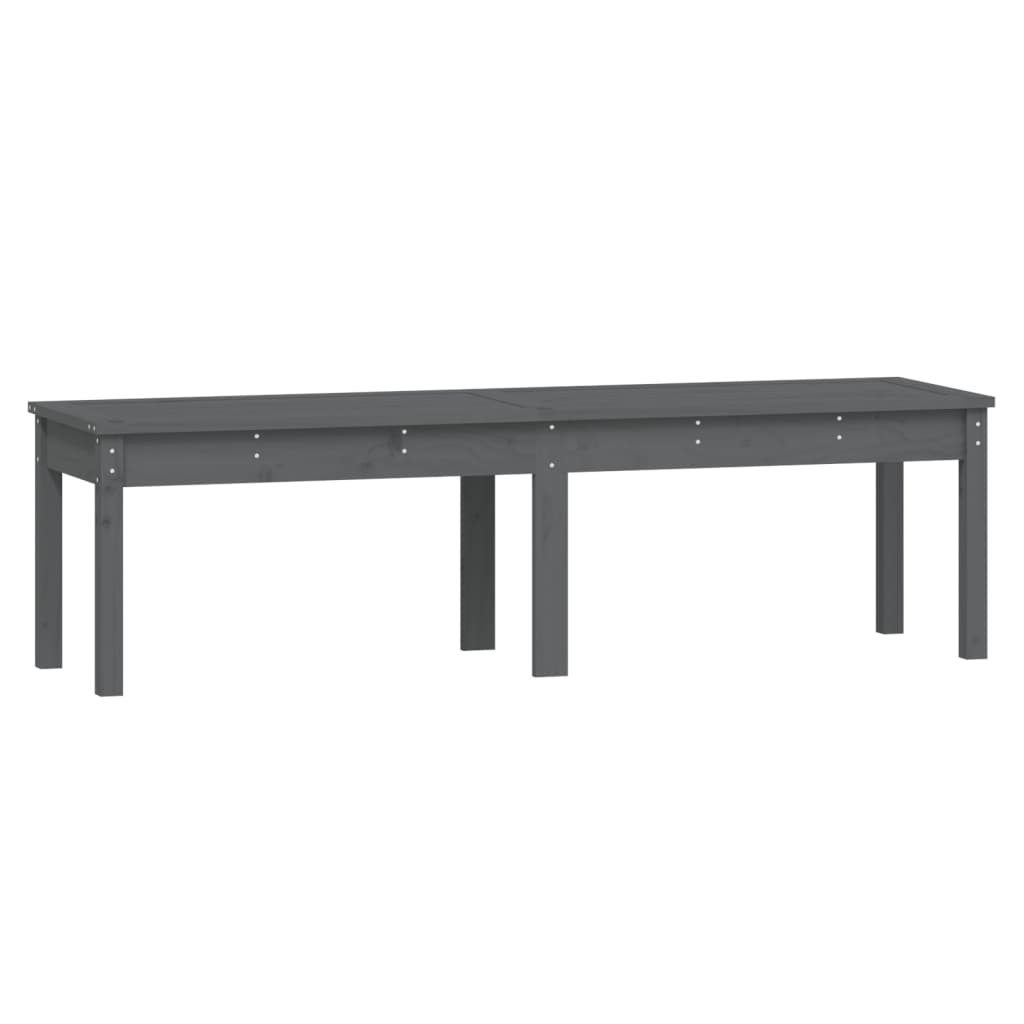 2-Seater Grey Garden Bench | Solid Pine Wood 159.5x44x45 cm