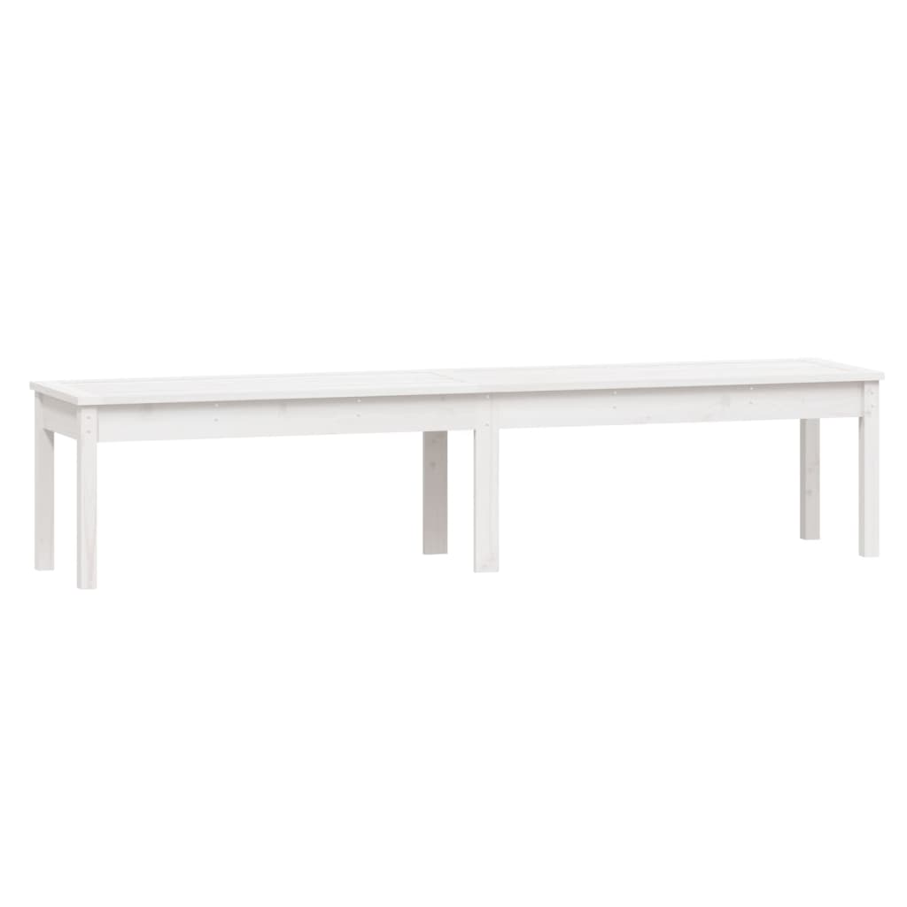 White Solid Wood Pine 2-Seater Garden Bench, 203.5x44x45 cm
