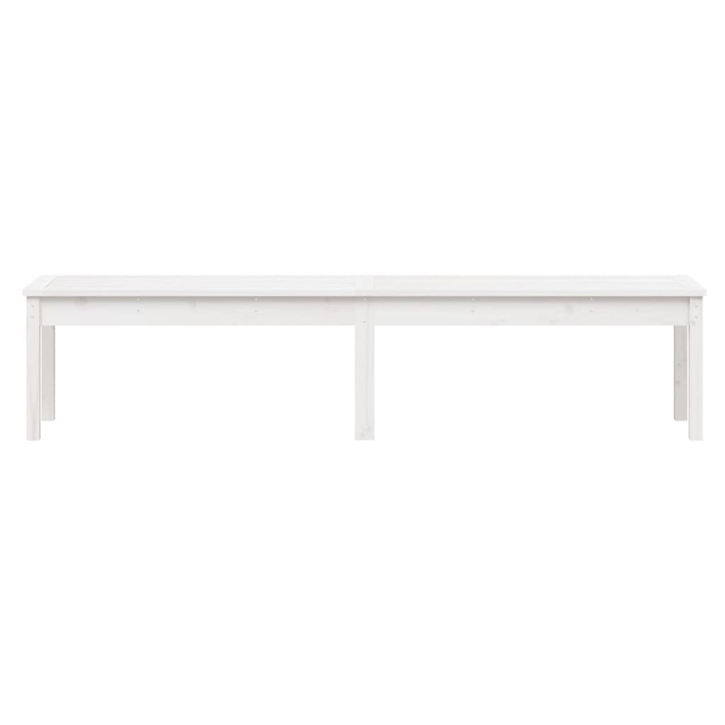 White Solid Wood Pine 2-Seater Garden Bench, 203.5x44x45 cm