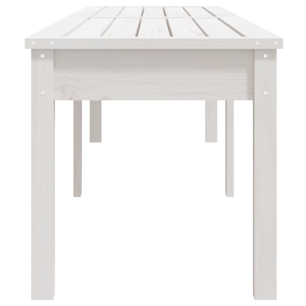 White Solid Wood Pine 2-Seater Garden Bench, 203.5x44x45 cm