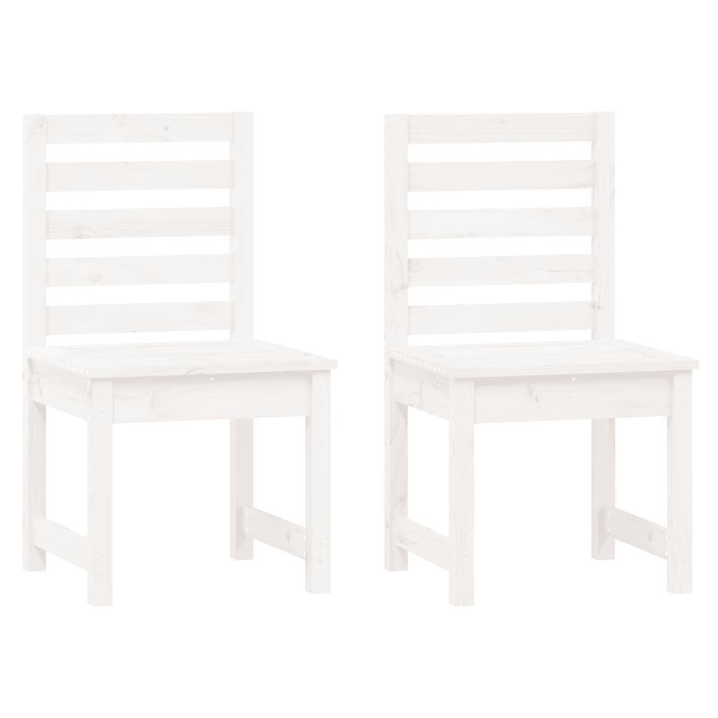 White Solid Pine Wood Garden Chairs Set of 2 - 50x48x91.5 cm