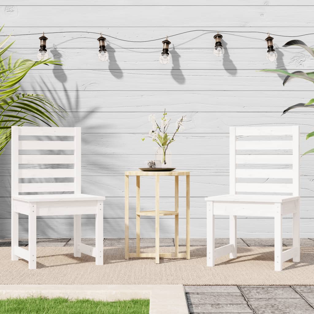 White Solid Pine Wood Garden Chairs Set of 2 - 50x48x91.5 cm