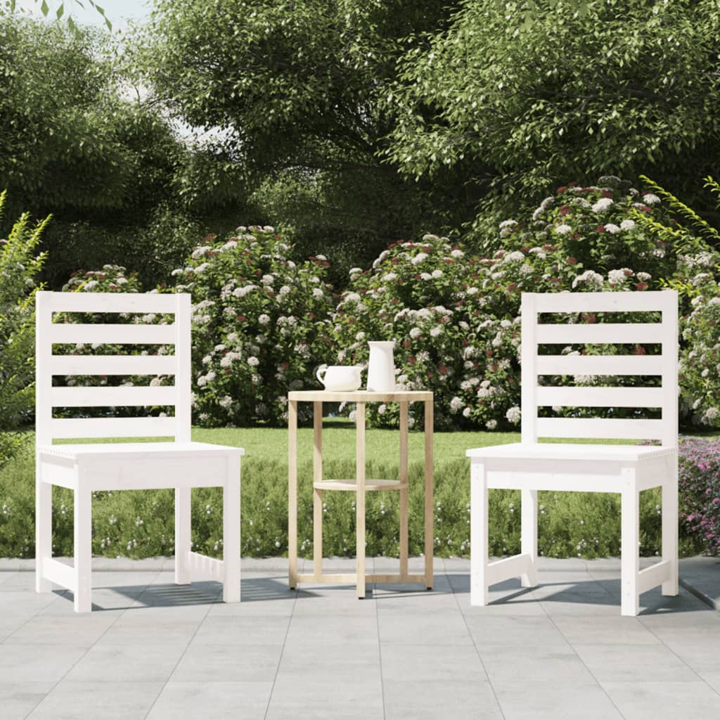 White Solid Pine Wood Garden Chairs Set of 2 - 50x48x91.5 cm