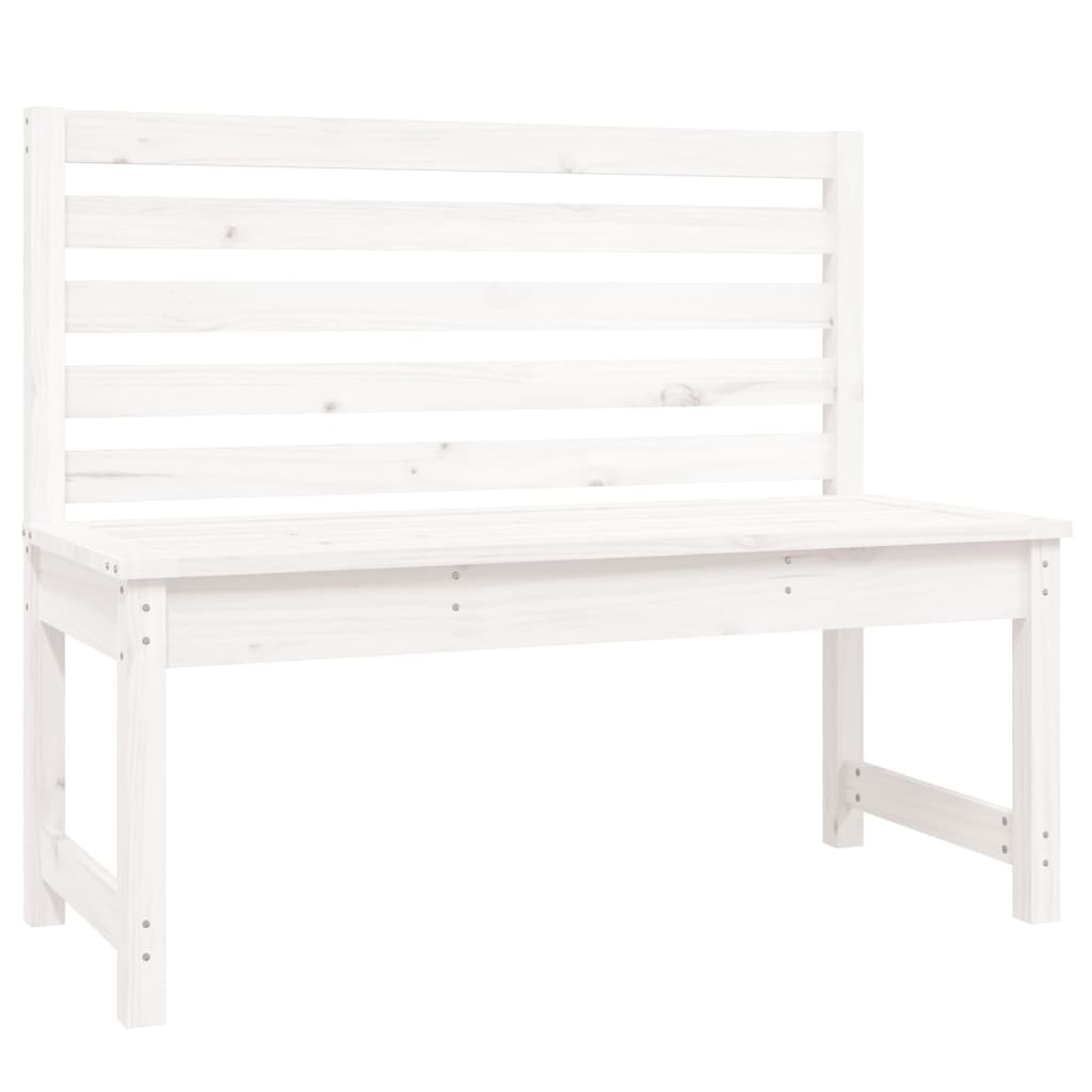 Solid Wood Pine Garden Bench 109 cm - Elegant White Finish