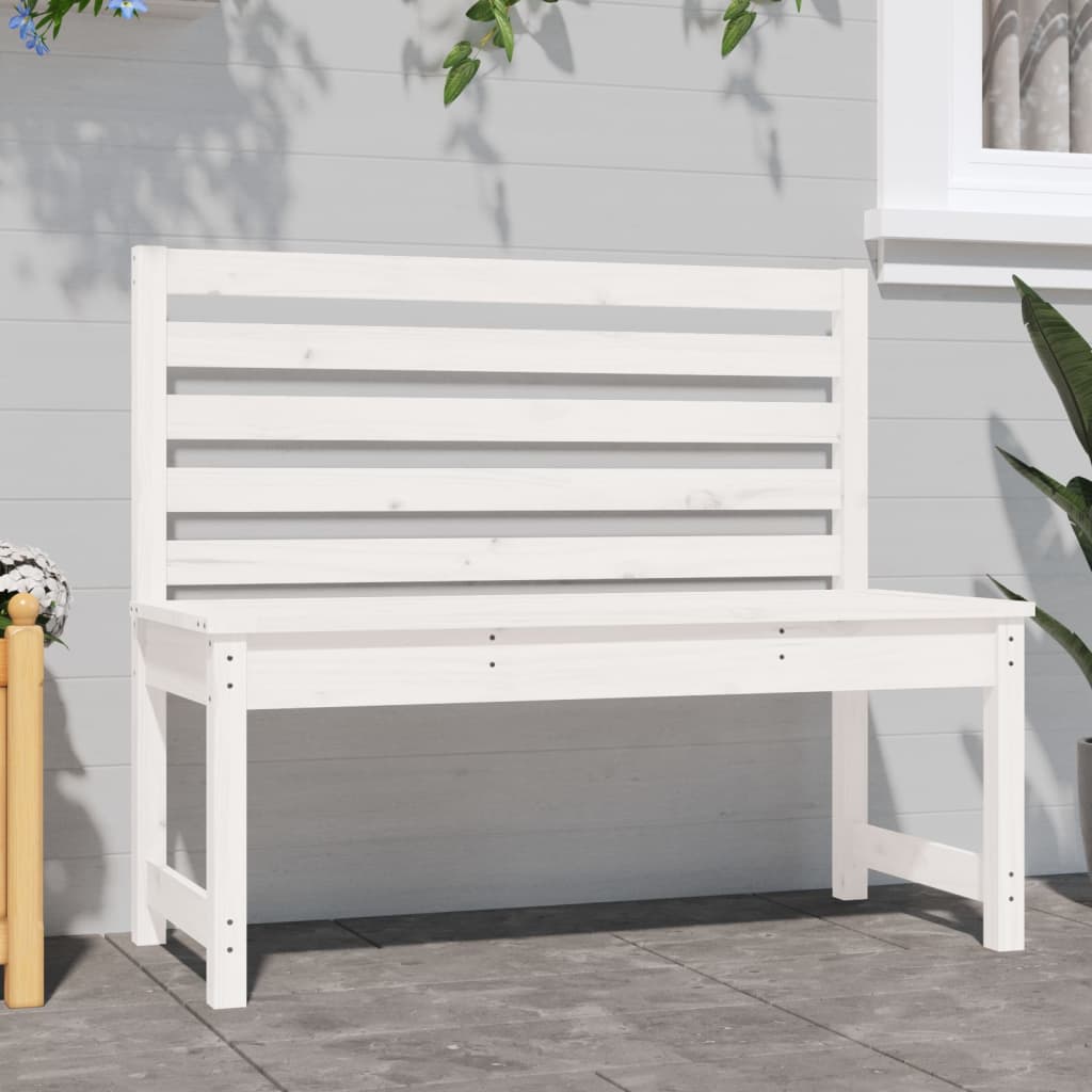 Solid Wood Pine Garden Bench 109 cm - Elegant White Finish