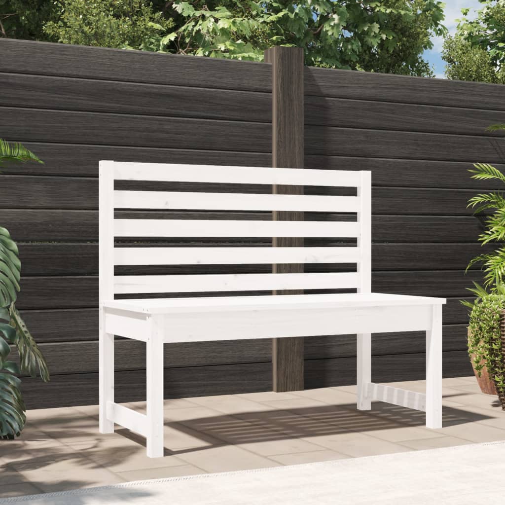 Solid Wood Pine Garden Bench 109 cm - Elegant White Finish