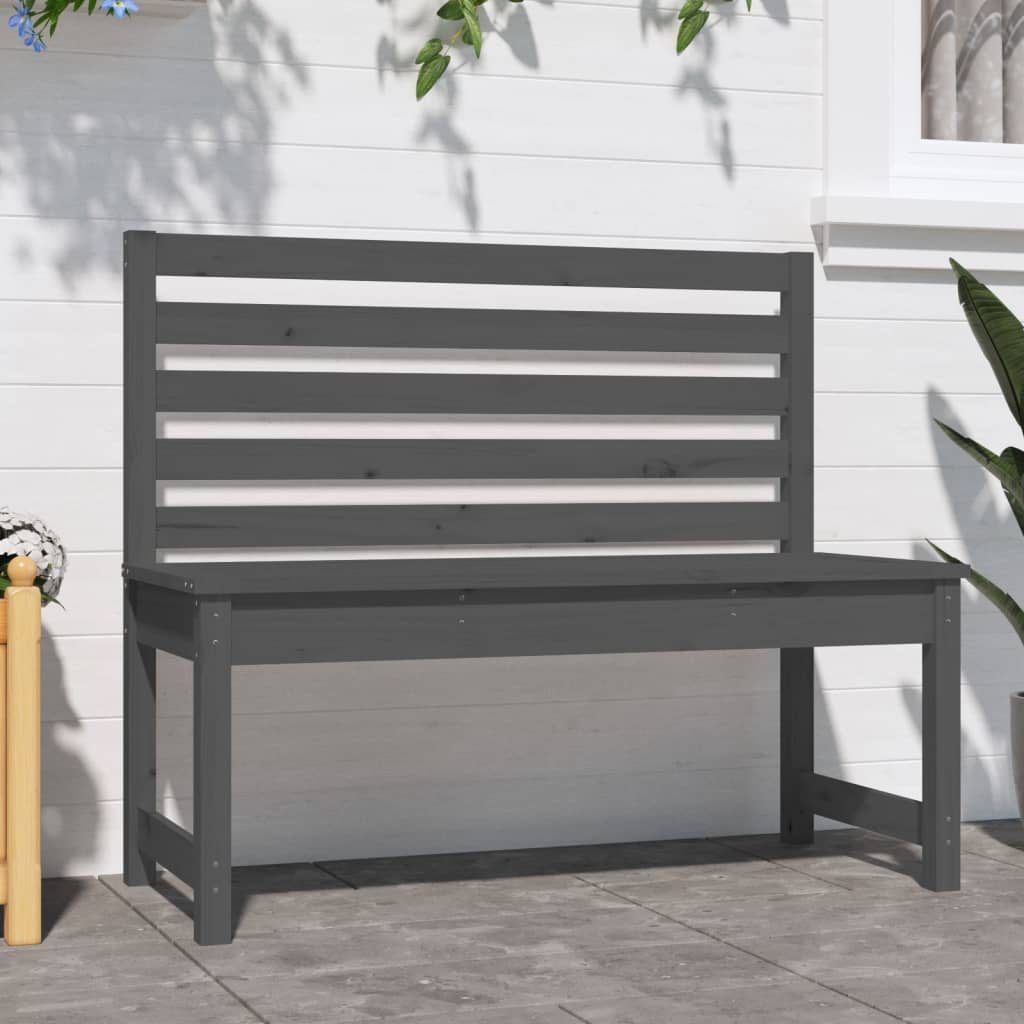 Solid Pine Garden Bench 109cm - Elegant Grey Finish