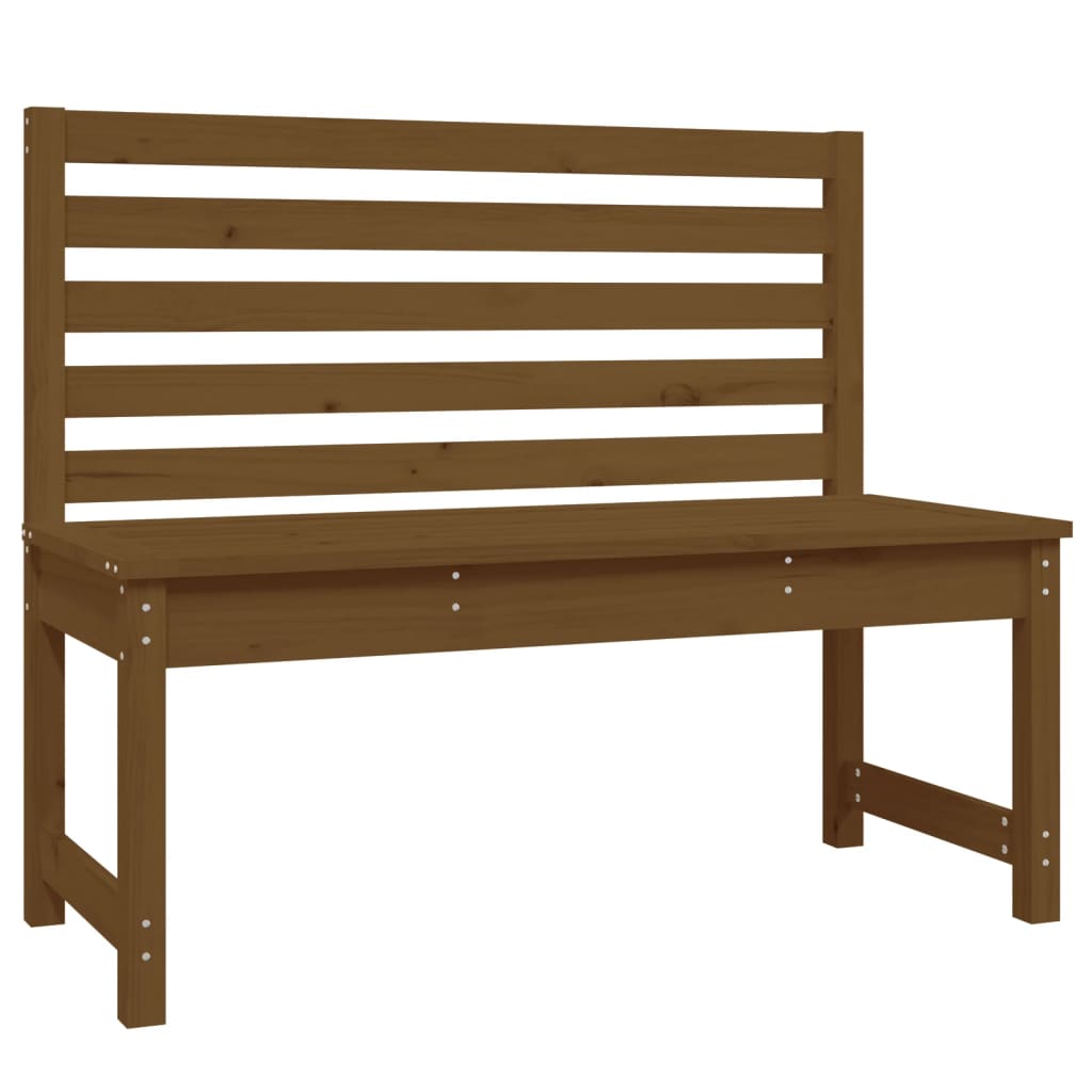 Solid Pine Wood Garden Bench - Honey Brown, 109 cm