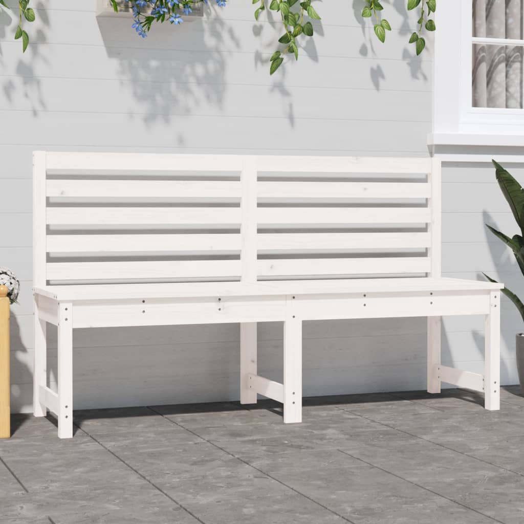 Elegant White Solid Pine Wood Garden Bench, 157.5 cm