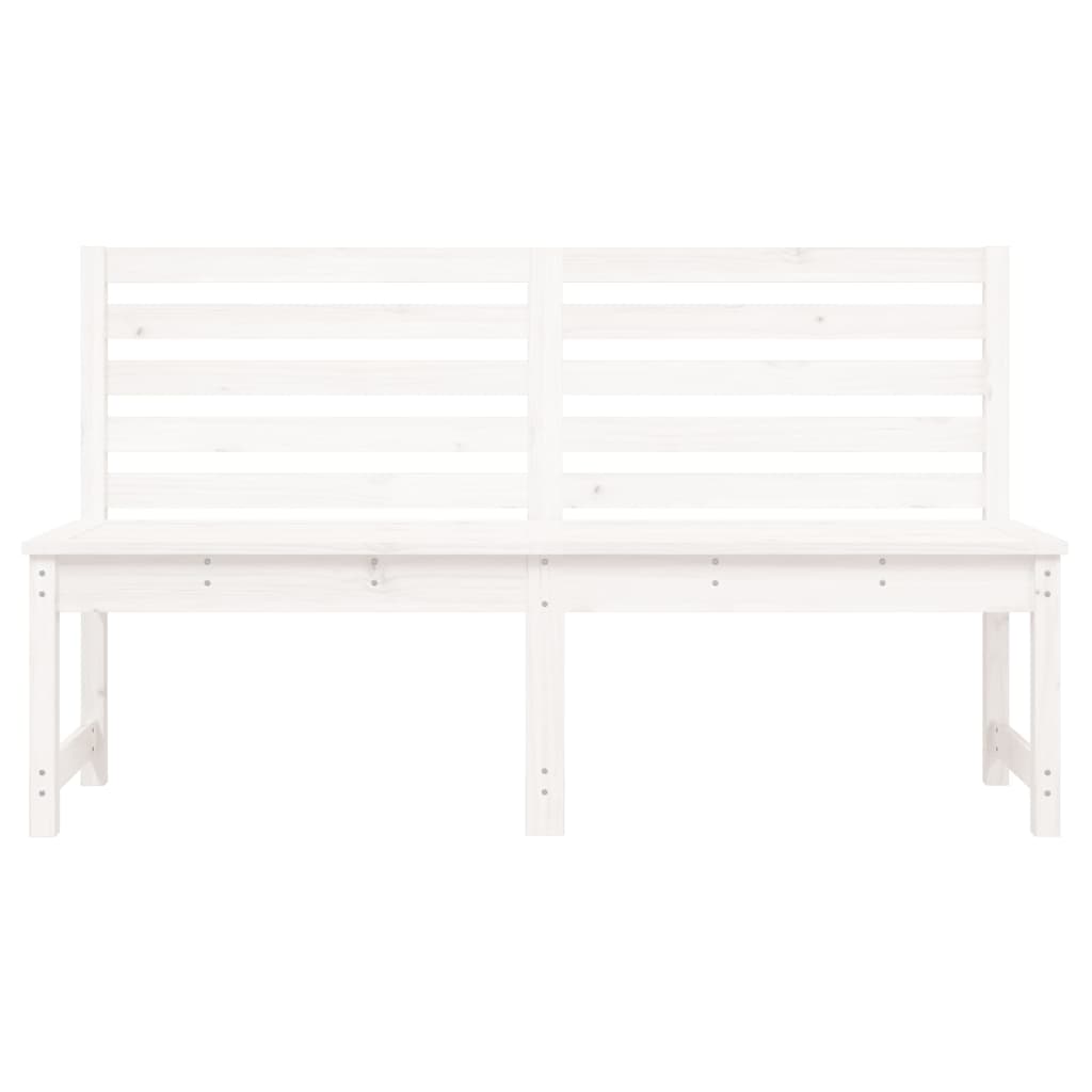 Elegant White Solid Pine Wood Garden Bench, 157.5 cm