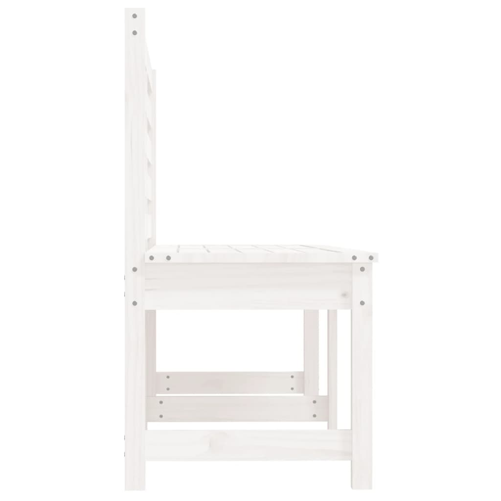 Elegant White Solid Pine Wood Garden Bench, 157.5 cm