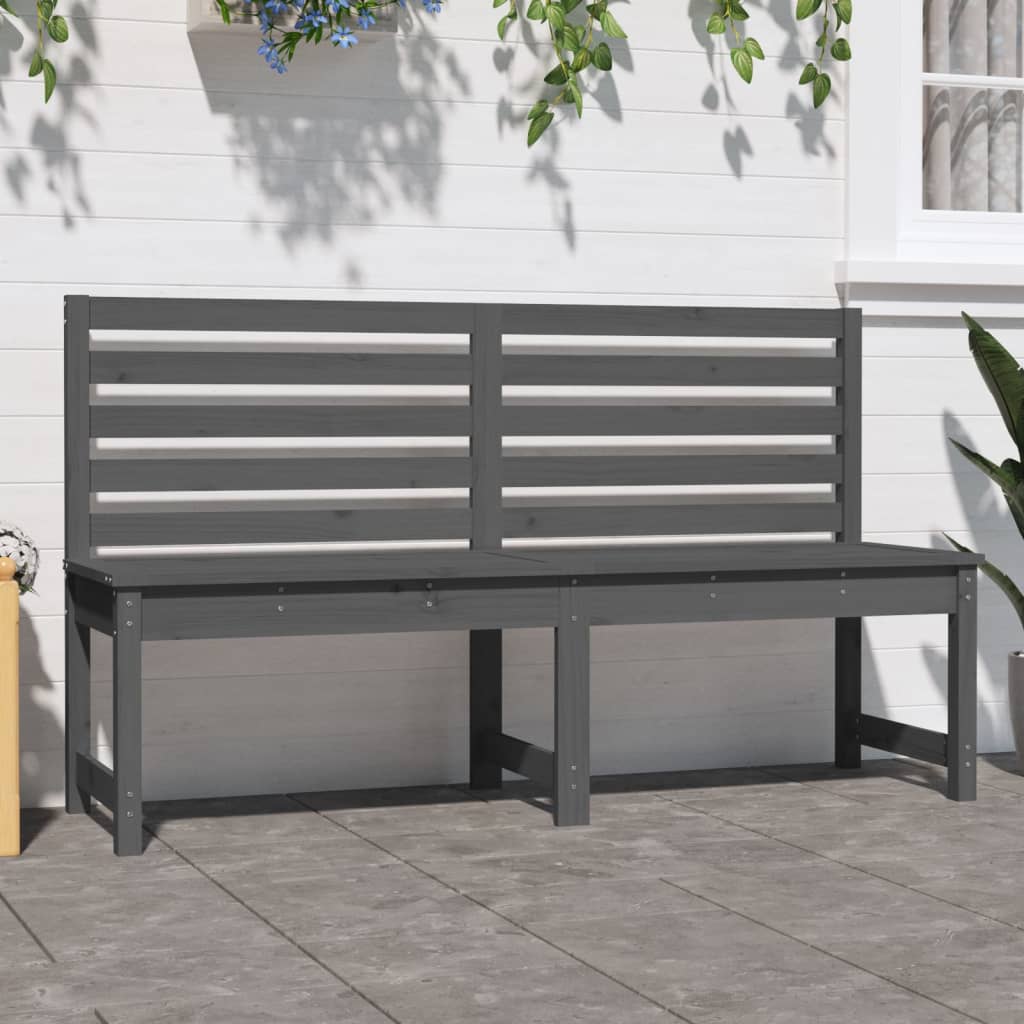 Solid Wood Pine Garden Bench - Grey, 157.5 cm