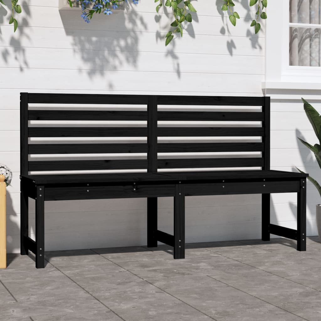 Solid Wood Pine Garden Bench, Black, 157.5 cm - Stylish & Durable