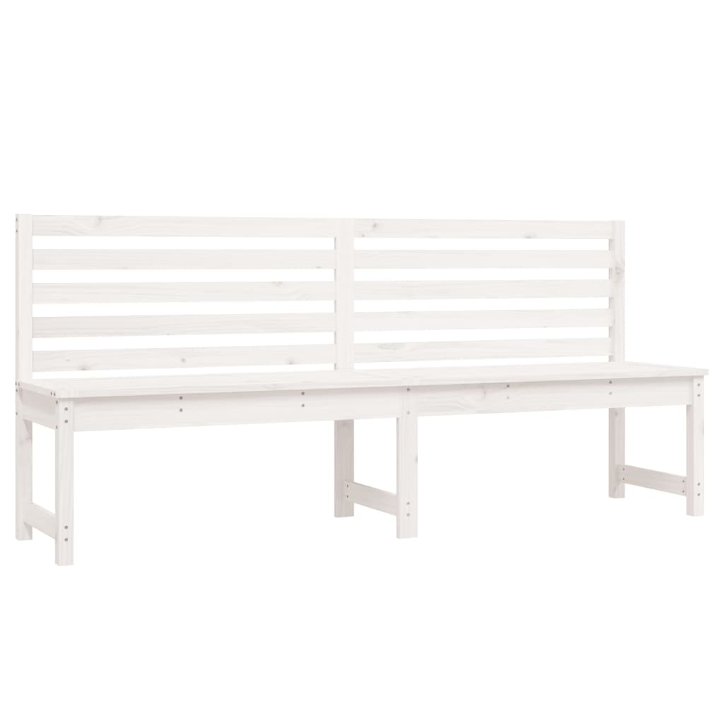 White Solid Pine Wood Garden Bench - 201.5 cm Length Durable Design