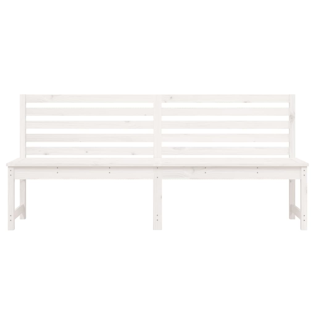 White Solid Pine Wood Garden Bench - 201.5 cm Length Durable Design
