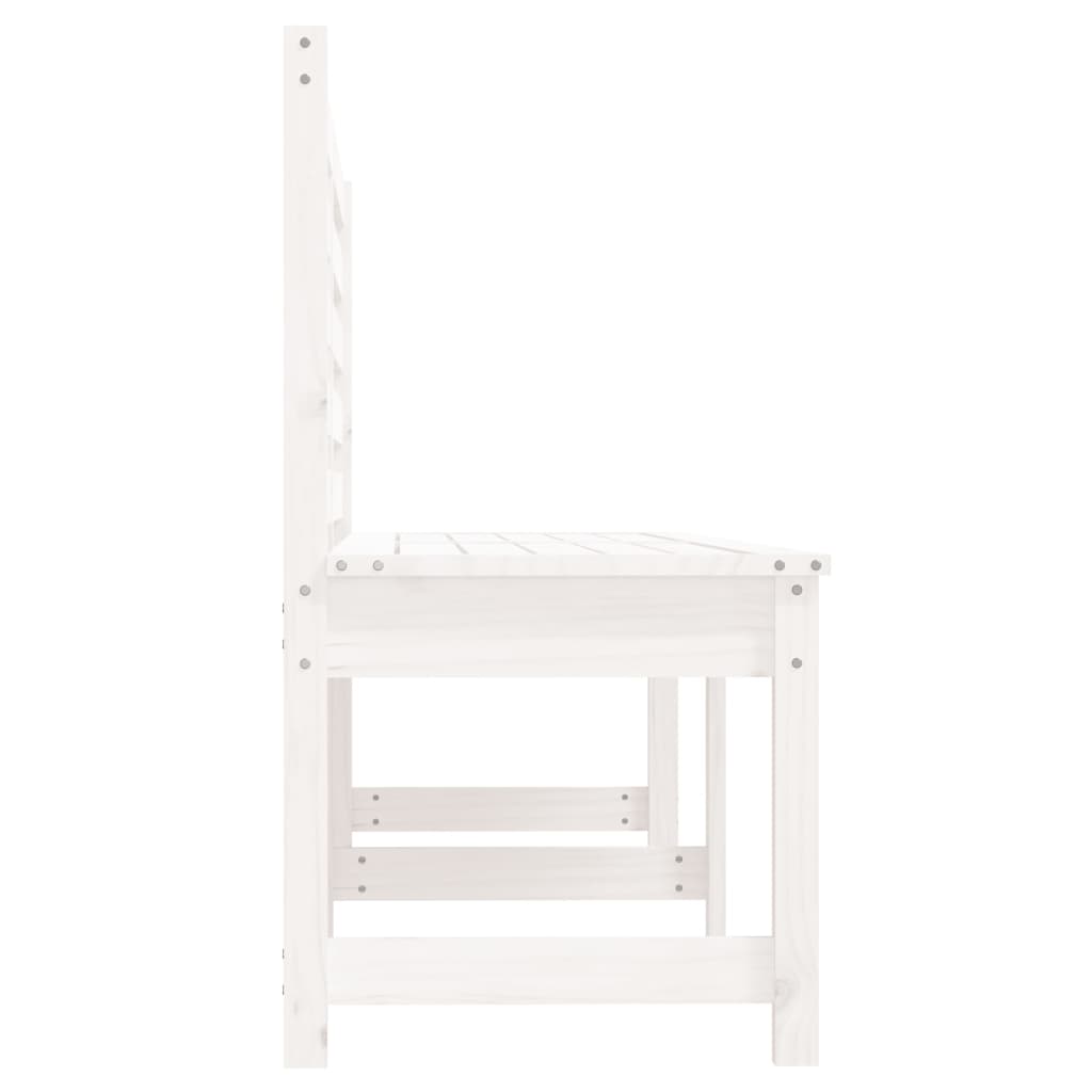 White Solid Pine Wood Garden Bench - 201.5 cm Length Durable Design