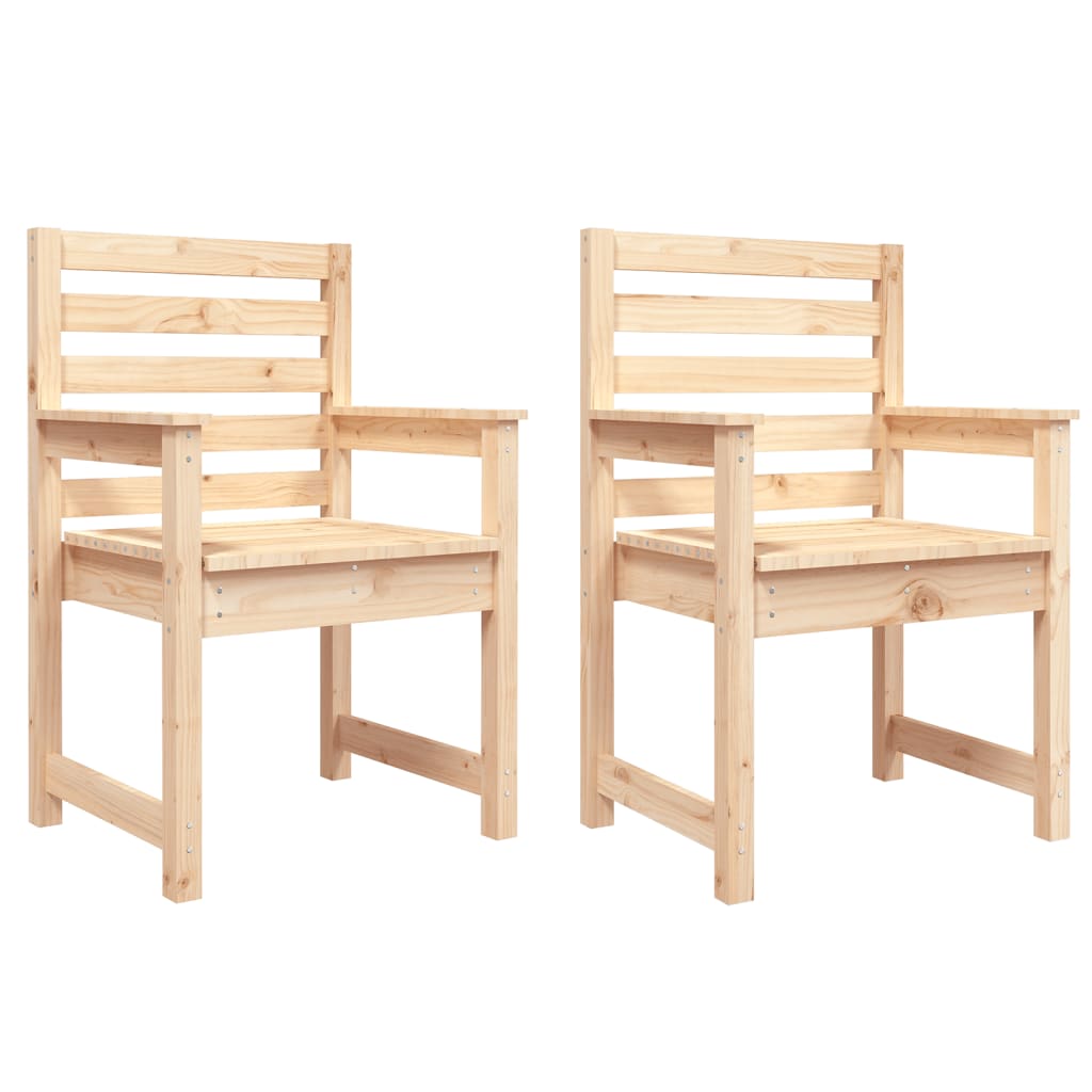 Solid Pine Wood Garden Chairs - Set of 2, 60x48x91 cm