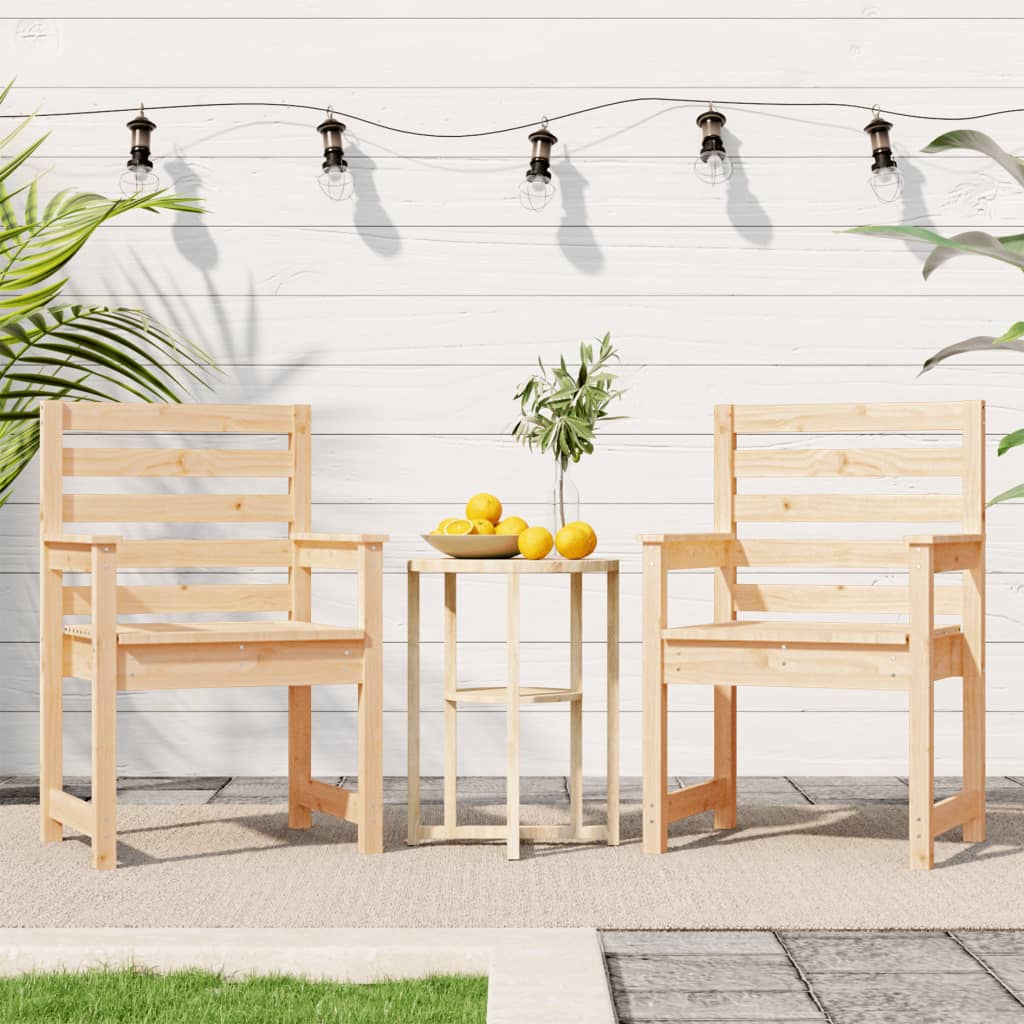 Solid Pine Wood Garden Chairs - Set of 2, 60x48x91 cm
