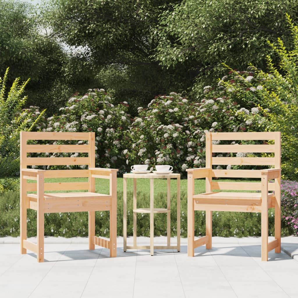 Solid Pine Wood Garden Chairs - Set of 2, 60x48x91 cm