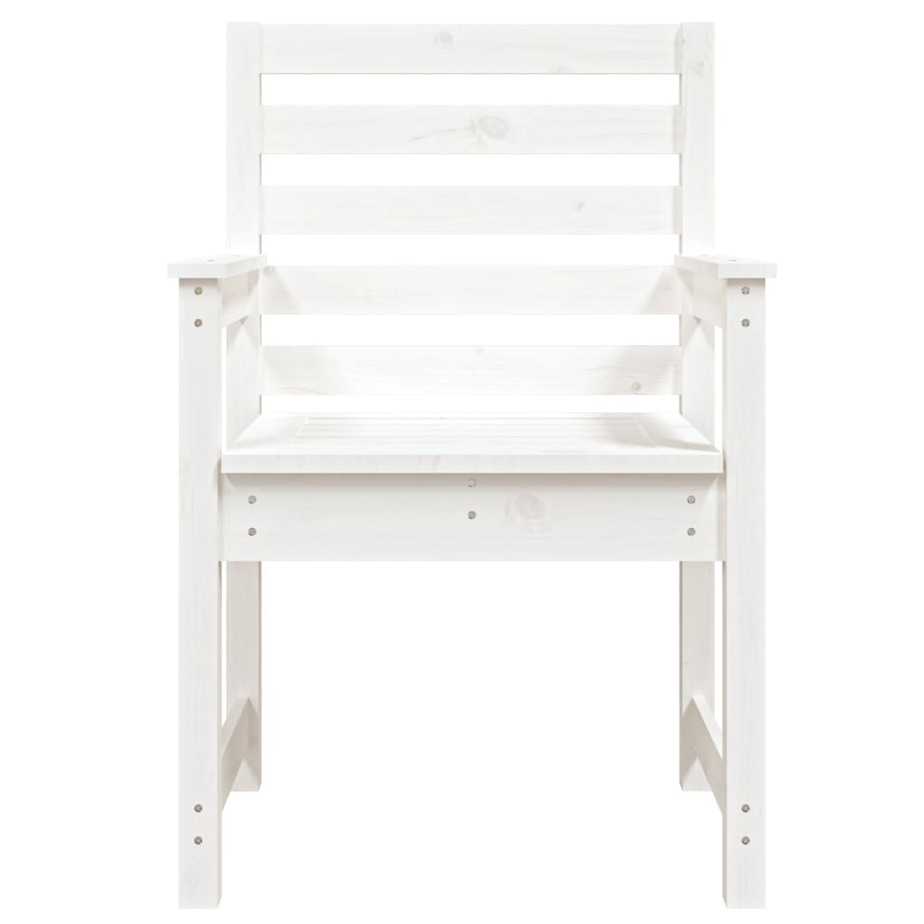 Set of 2 White Garden Chairs - Solid Pine Wood 60x48x91 cm