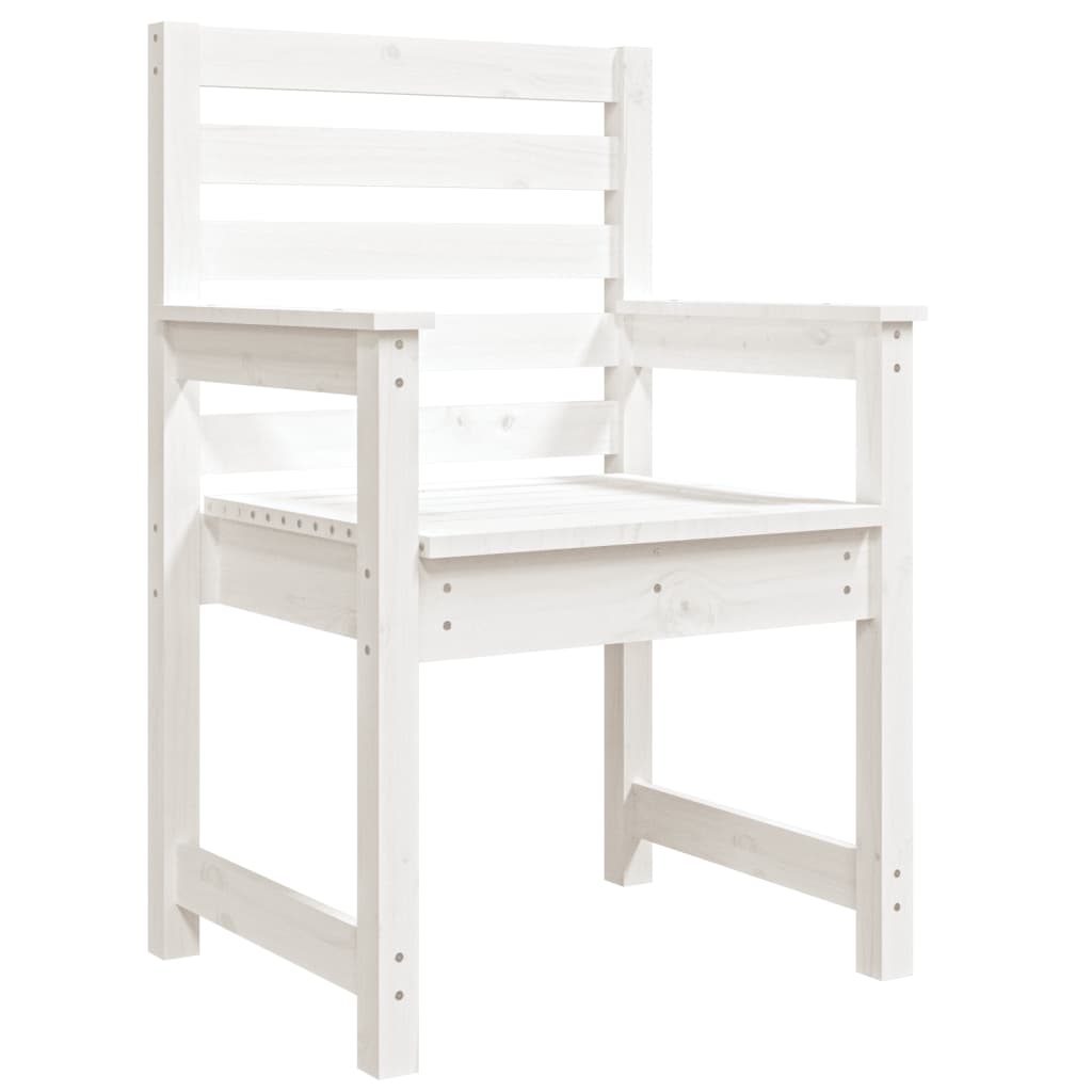 Set of 2 White Garden Chairs - Solid Pine Wood 60x48x91 cm