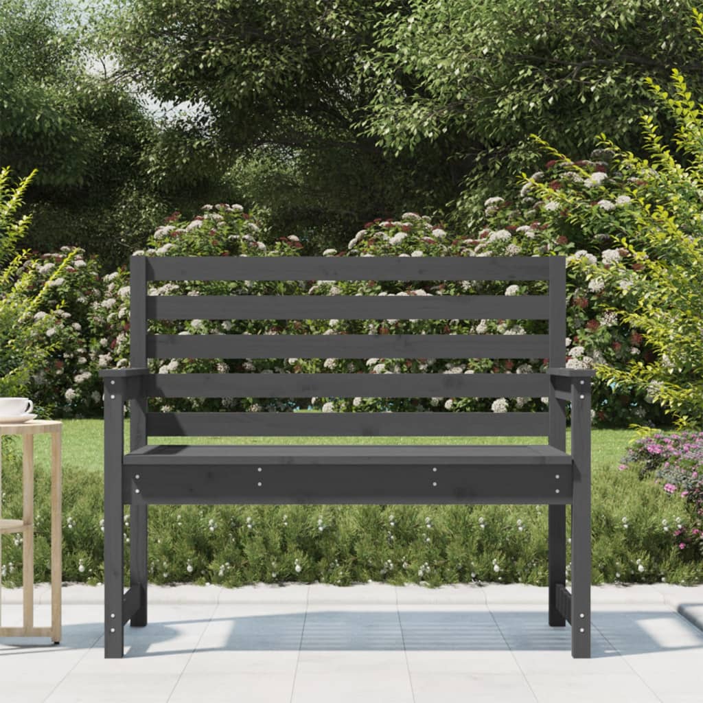 Solid Pine Garden Bench - Grey, 109x48x91.5 cm