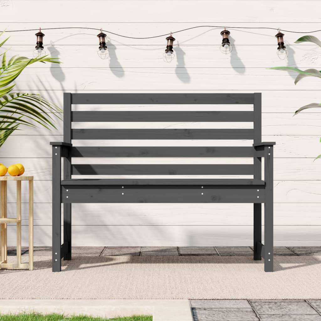Solid Pine Garden Bench - Grey, 109x48x91.5 cm
