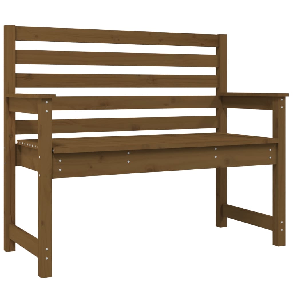 Solid Pine Garden Bench - Honey Brown, 109x48x91.5 cm