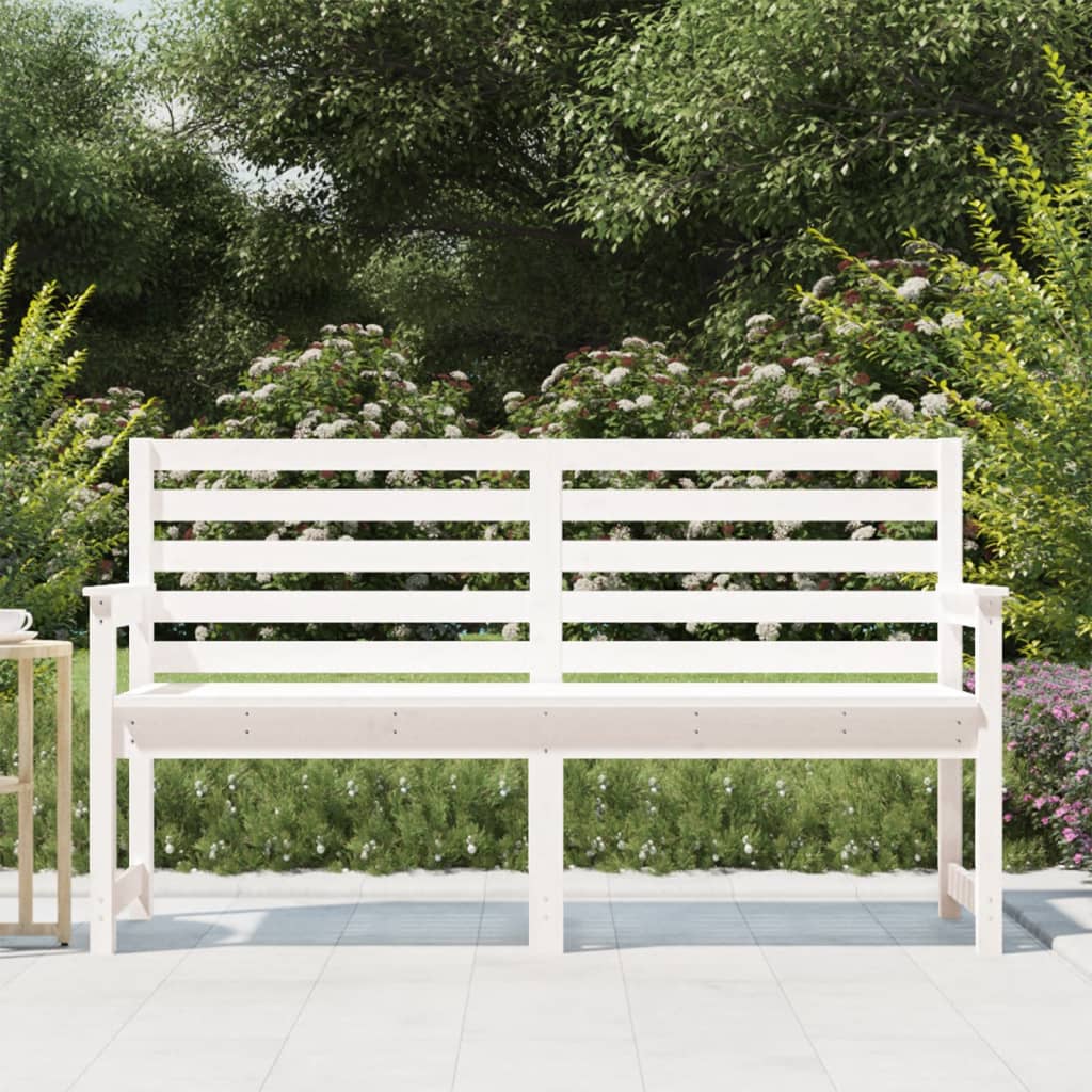 White Solid Pine Garden Bench - 159.5x48x91.5 cm Durable Design