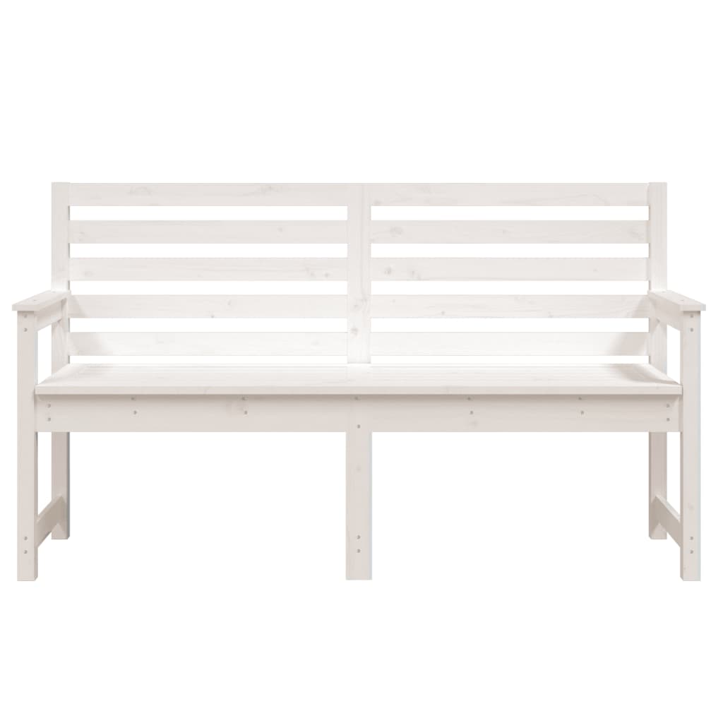 White Solid Pine Garden Bench - 159.5x48x91.5 cm Durable Design