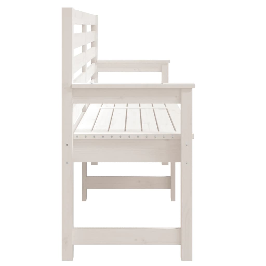 White Solid Pine Garden Bench - 159.5x48x91.5 cm Durable Design