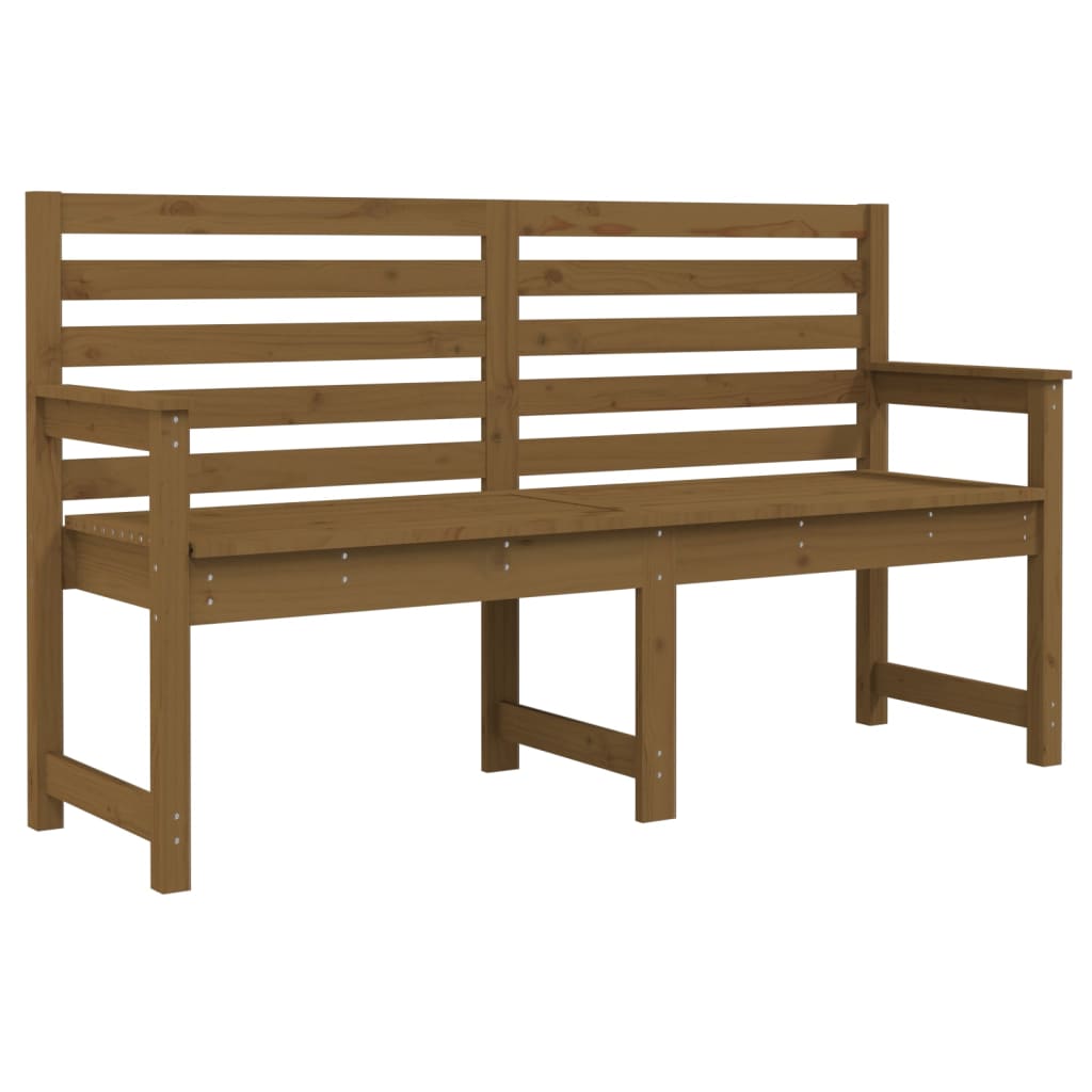 Honey Brown Solid Pine Wood Garden Bench - 159.5x48x91.5 cm