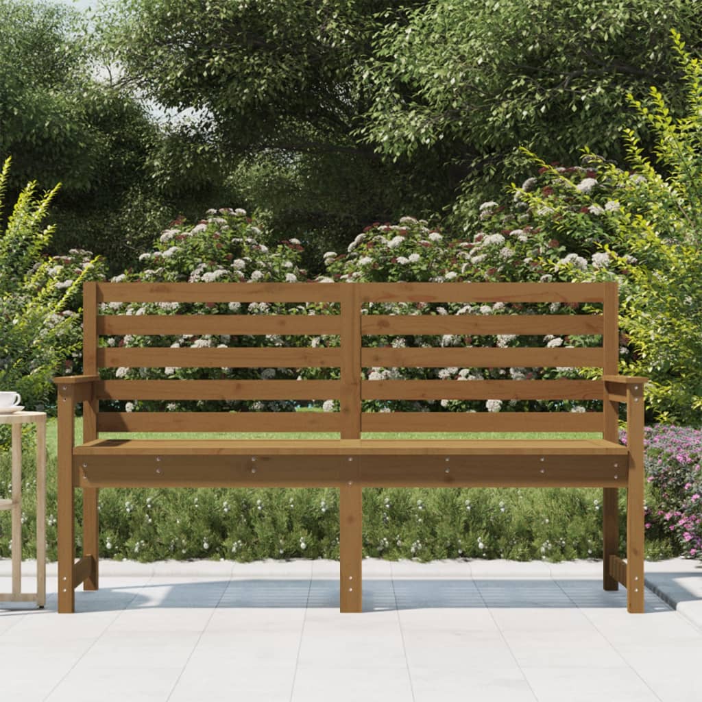 Honey Brown Solid Pine Wood Garden Bench - 159.5x48x91.5 cm