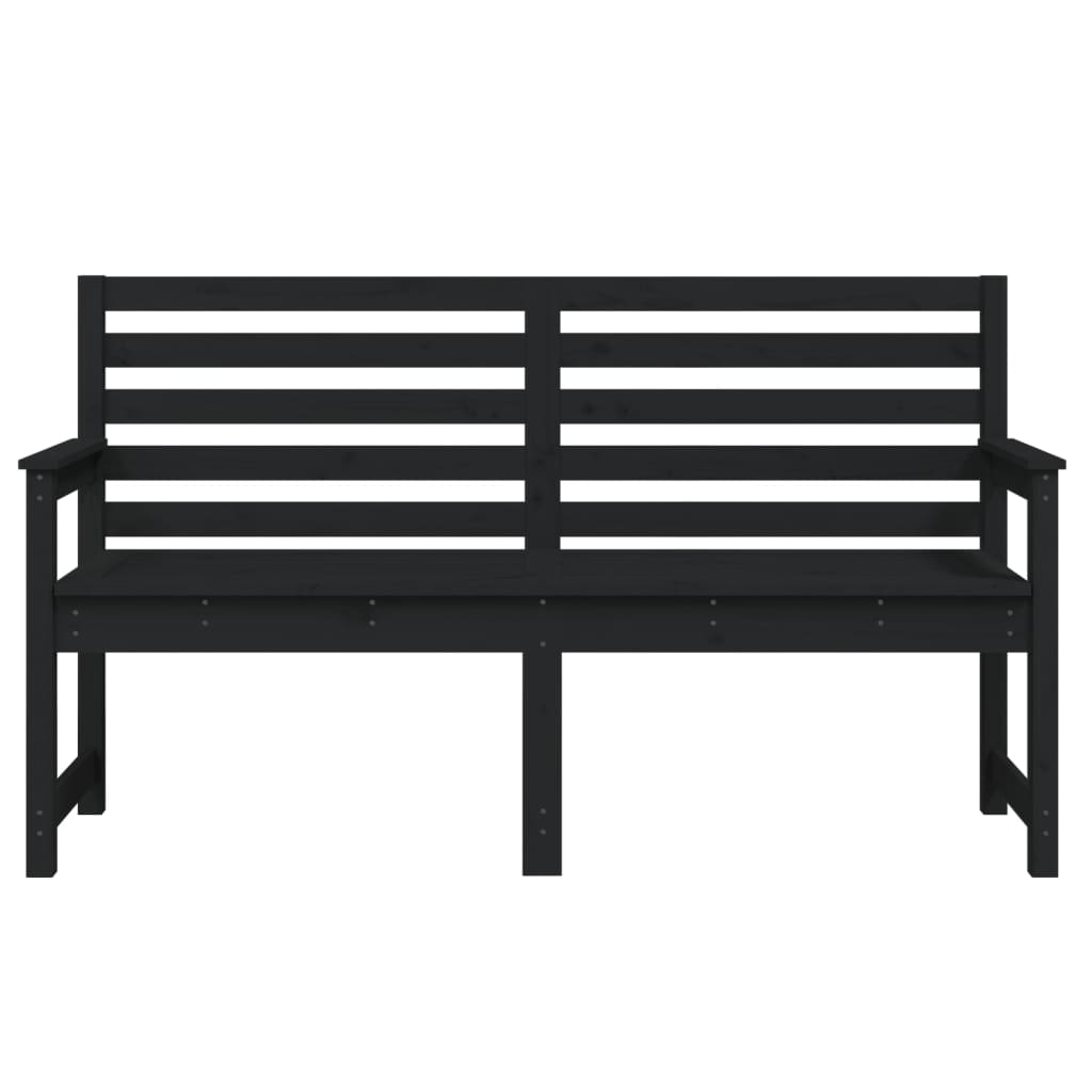 Solid Pine Wood Garden Bench - Black, 159.5x48x91.5 cm